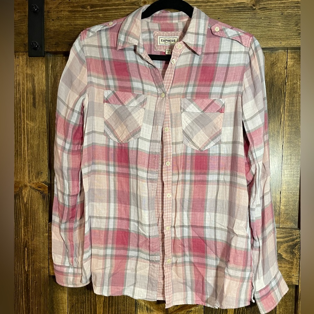 Express pink plaid shirt